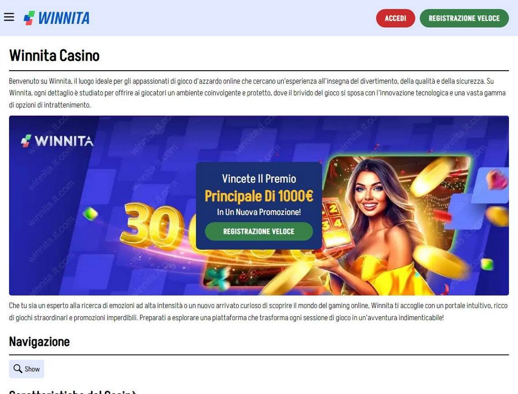 Valutazione del sito di Winnita Casino: pro, contro ed esperienza di gioco reale